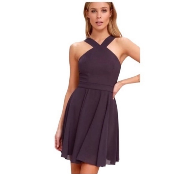 Lulus Forevermore til the end of time dusty purple skater dress # 394122 - Picture 4 of 7